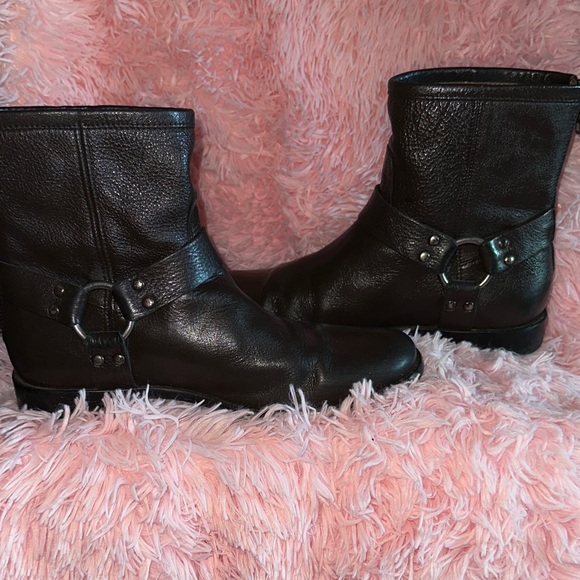 FRYE: Phillip Harness Womens Brown Leather Ankle Boots - Picture 5 of 13